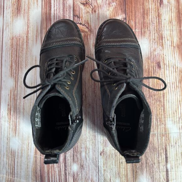 Clarks NIKKI NORTH Size 6.5 Black Leather Lace Zip Up Ankle Booties Boots Shoes - Picture 5 of 10